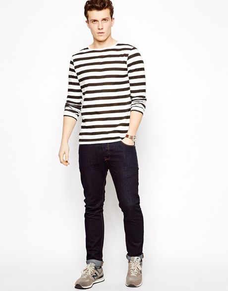 black white stripe long sleeve shirt