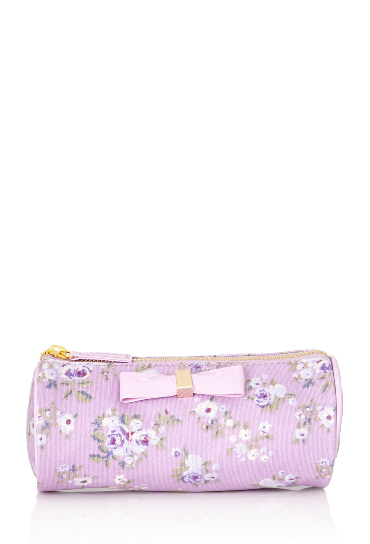 Forever 21 Floral Print Cosmetic Bag in Purple (Lavenderpink) | Lyst