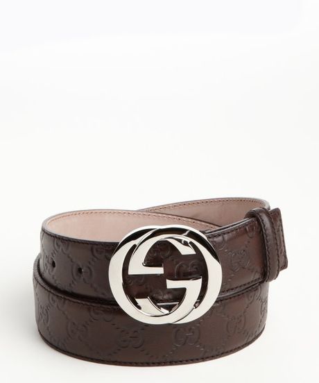 Gucci Brown Ssima Leather Silver Gg Buckle Belt in Brown for Men | Lyst