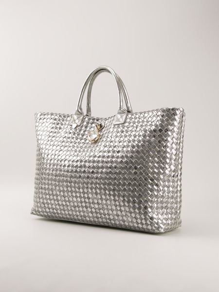 silver woven bag