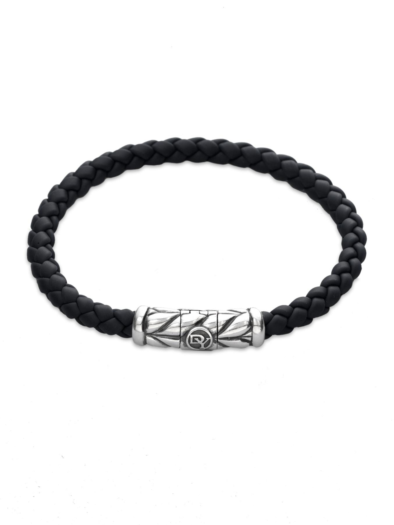 black rubber sterling silver bracelet