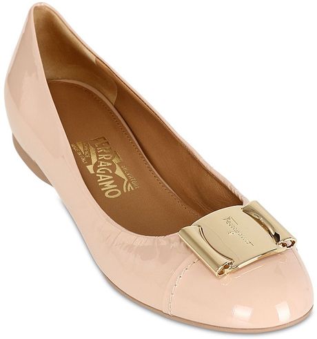 beige ballet flats patent leather