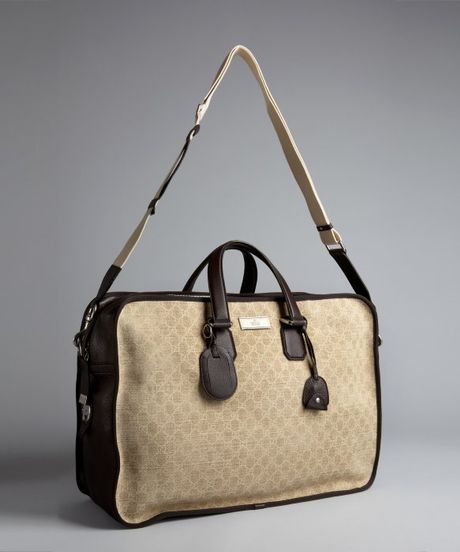 Gucci Beige Gg Canvas and Leather Duffel Bag in Beige for Men | Lyst