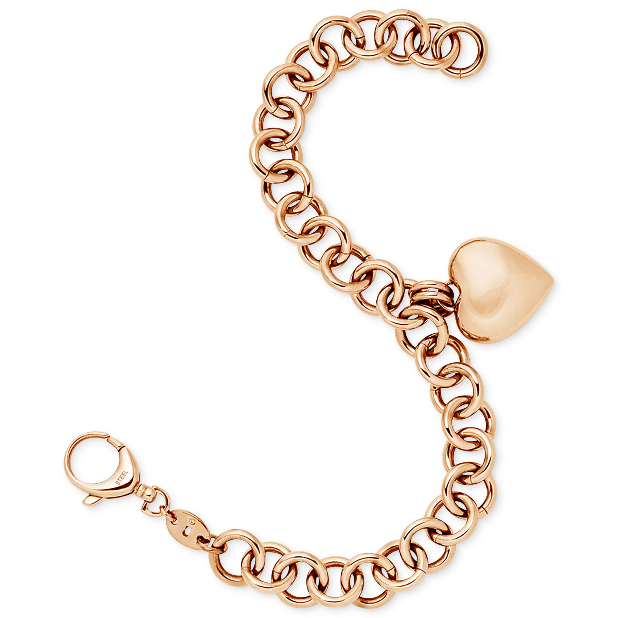 Fossil Rose Goldtone Linked Heart Charm Bracelet in Gold (No Color) Lyst