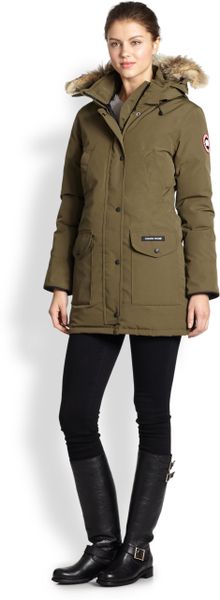 Canada Goose Fur-Trimmed Down-Filled Trillium Parka in Green (MILITARY