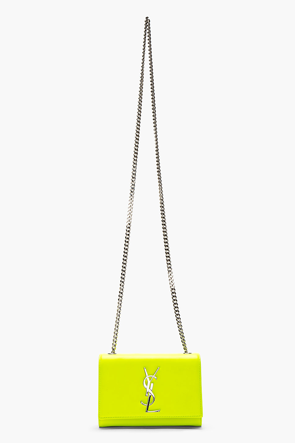 Saint Laurent Neon Yellow Leather Monogram Shoulder Bag in Yellow Lyst