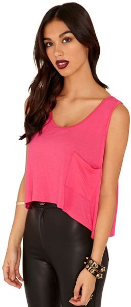 Missguided Ceryssa Loose Fit Crop Top In Hot Pink In Pink