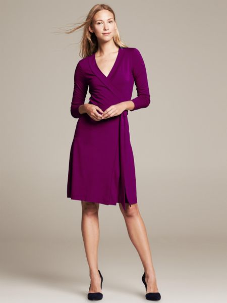 Banana Republic Gemma Wrap Dress in Purple (Purple gem) | Lyst