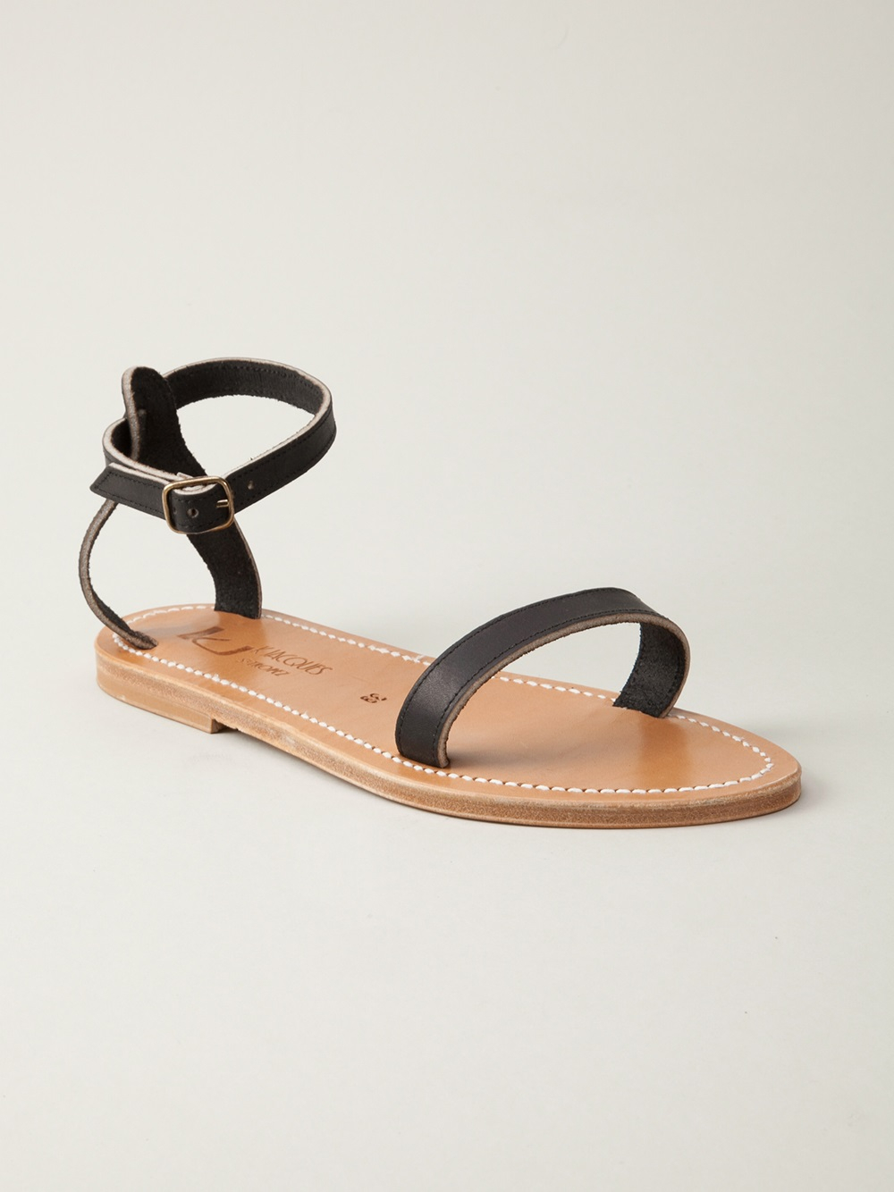 k jacques black sandals