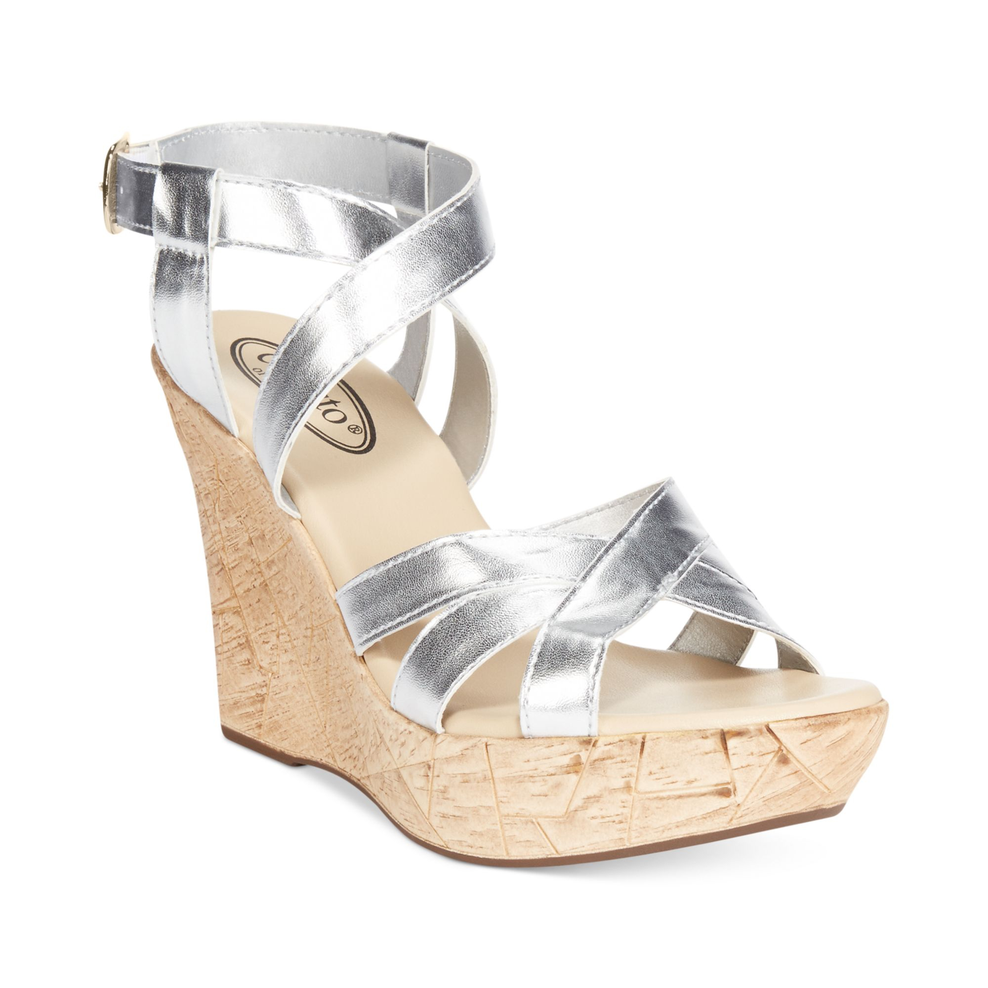 Callisto Ester Platform Wedge Sandals in Silver Lyst