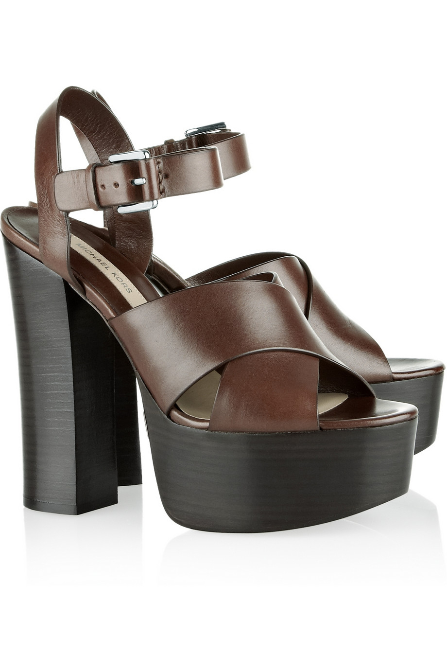 Michael Kors Crista Leather Platform Sandals In Brown Lyst 6945