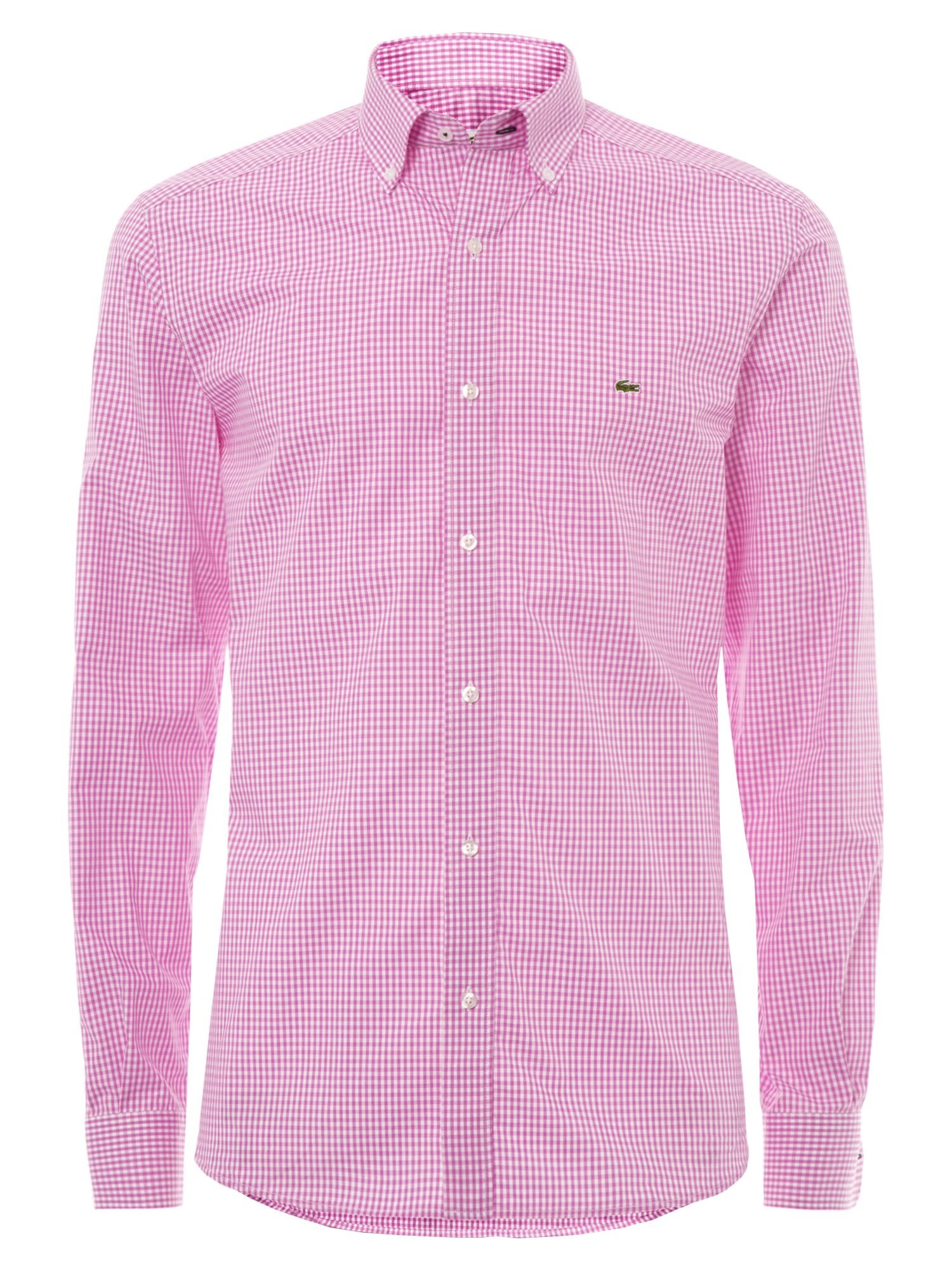 Lacoste Gingham Long Sleeved Shirt In Purple For Men (violet) 