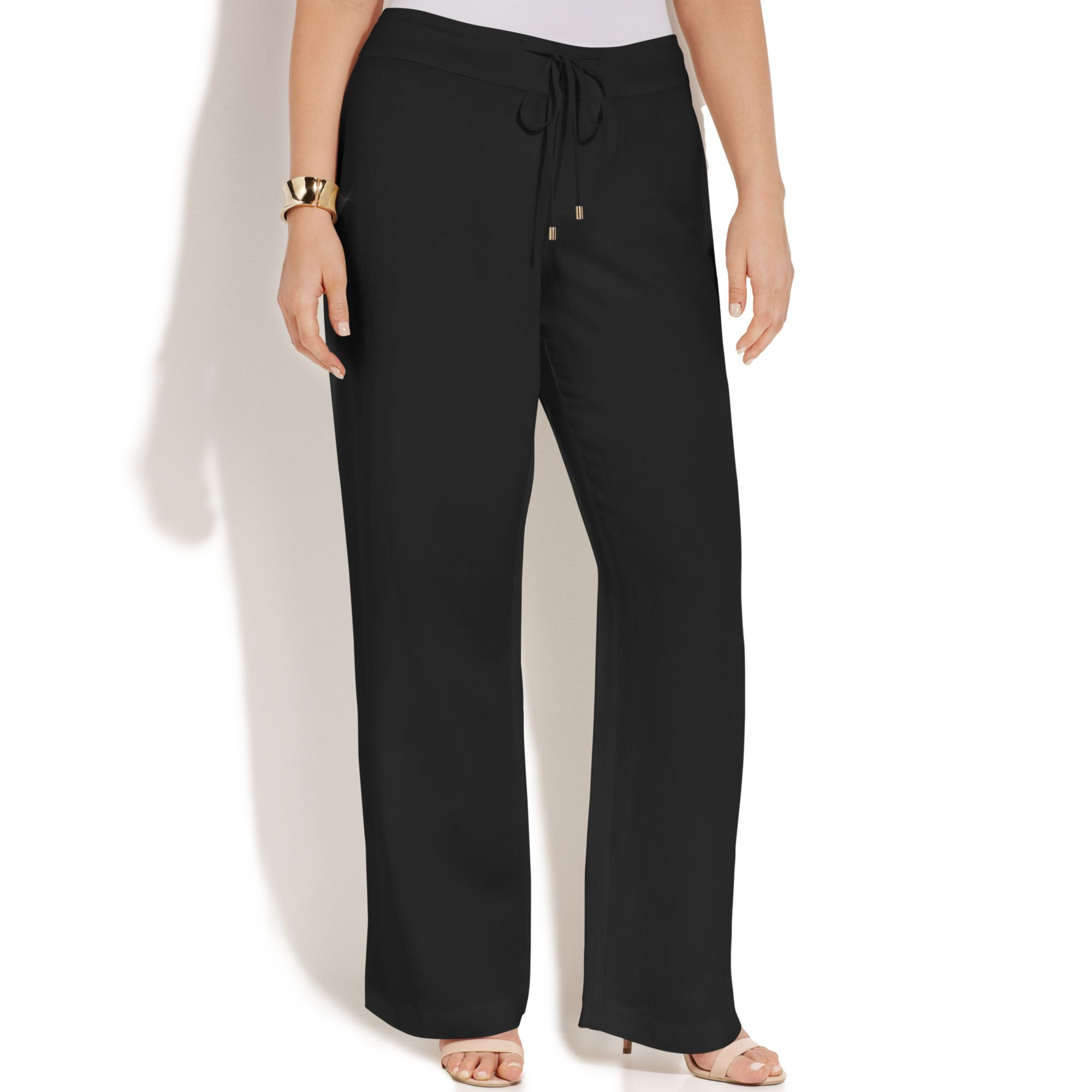 calvin-klein-plus-size-linen-wideleg-drawstring-pants-in-black-lyst