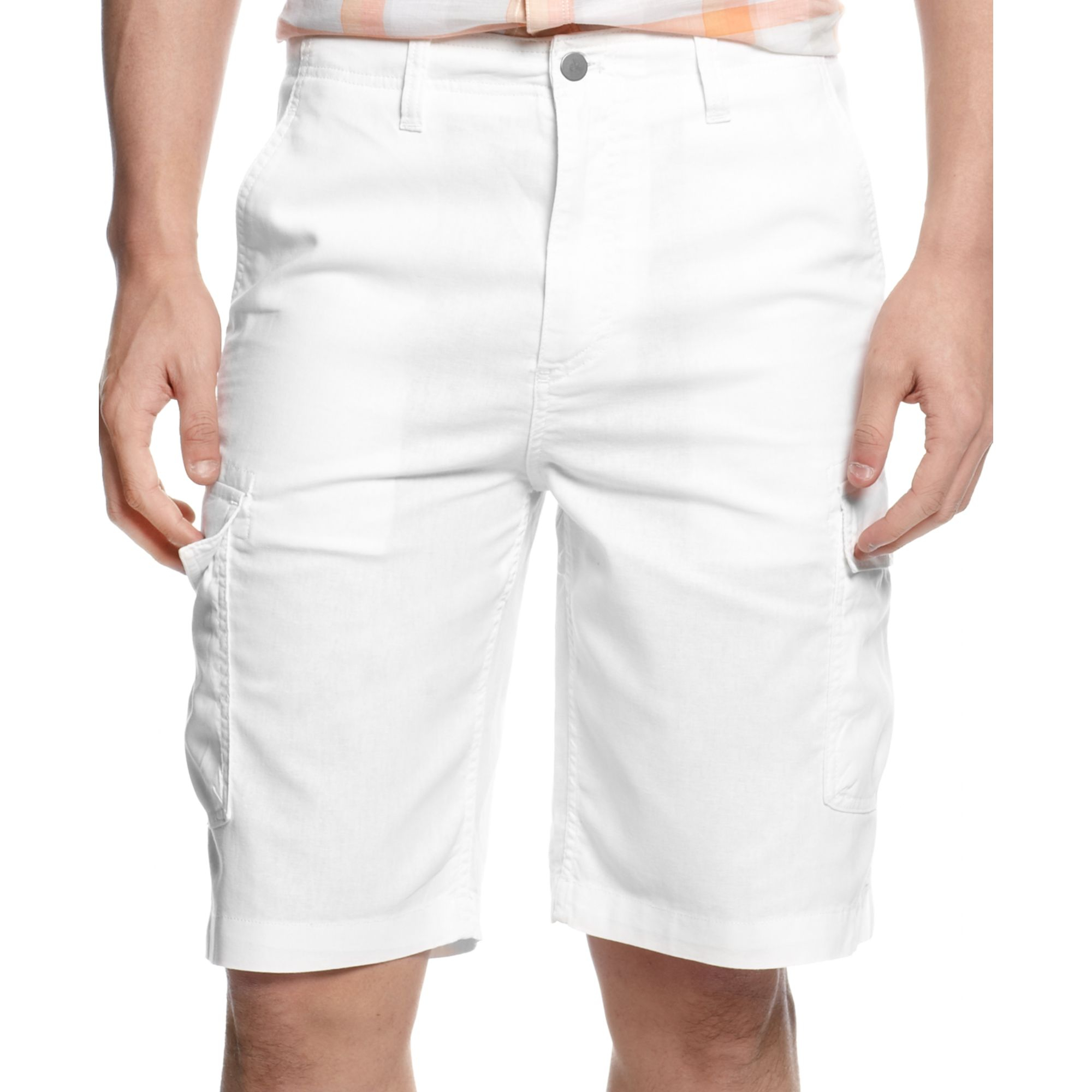 all white cargo shorts