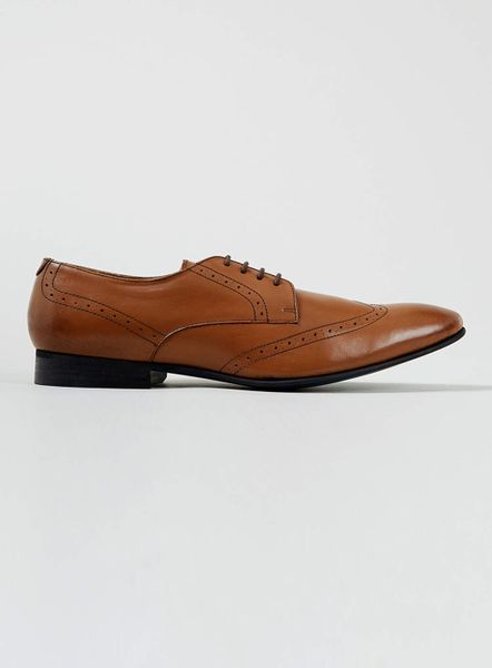 Topman Tan Leather Wingcap Smart Shoes in Brown for Men | Lyst