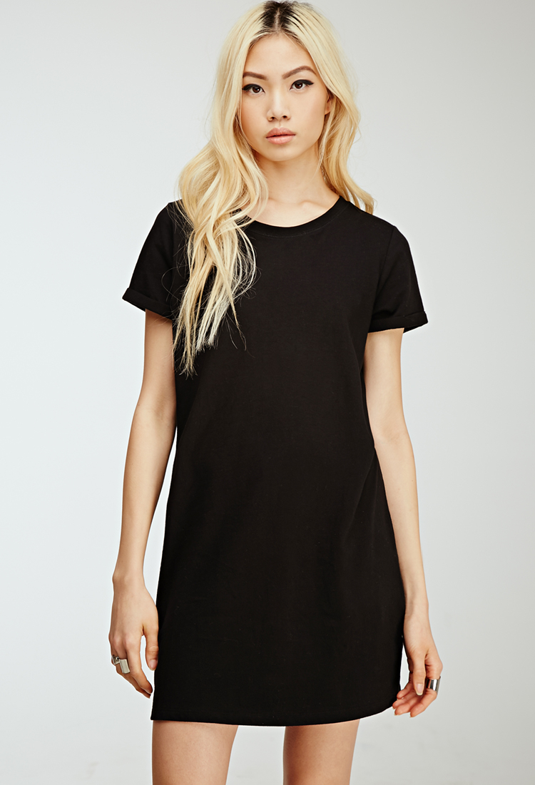 Forever 21 Classic T-Shirt Dress in Black | Lyst