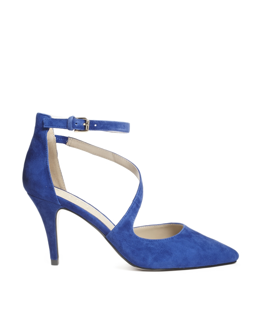 Aldo Blue Kitten Heel Pointy Toe Pump with Asymetric Cut in Blue ...