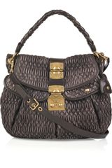 Miu Miu Matelasse Waxed Leather Tote