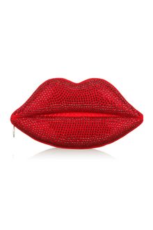 Lulu Guinness Red Swarovski Lips Clutch - Lyst