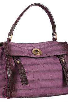 Yves Saint Laurent Violet Croc Embossed Nubuck Muse Two Top Handle Bag - Lyst