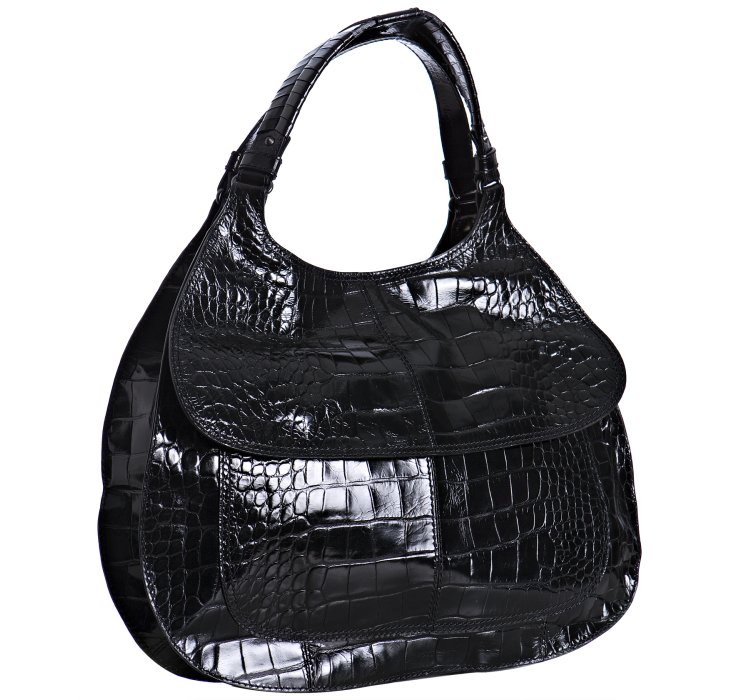 Givenchy Black Croc Embossed Leather Flap Shoulder Bag in Black | Lyst