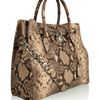 Michael By Michael Kors Hamilton Embossed Python Tote in Beige (silver) - Lyst