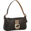 Fendi Black Leather Studded Logo Baguette in Black - Lyst