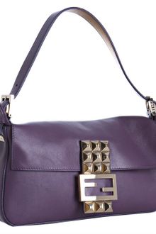 Fendi Purple Leather Studded Logo Baguette - Lyst