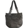 Jimmy Choo Gunmetal Pebbled Leather Nica Chain Link Shoulder Bag in Silver (gunmetal)
