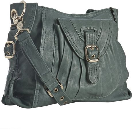 Junior Drake Jade Leather Maria Pleated Front Pocket Crossbody Bag in ...