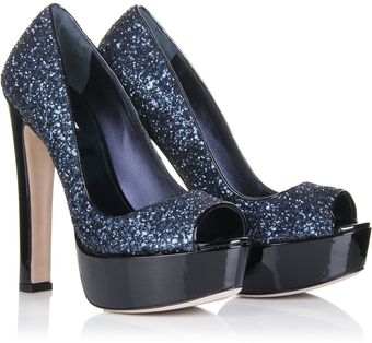 Miu Miu Glitter Peep-toes - Lyst