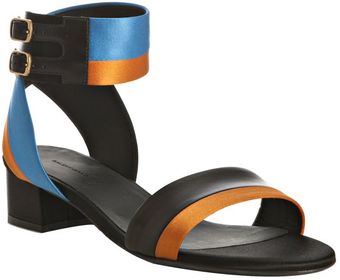 Balenciaga Orange Satin and Leather Ankle Wrap Sandals - Lyst