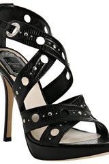 Dior Black Leather Bubble Platform Sandals
