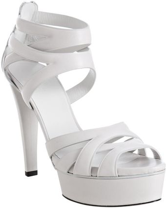  Pale Grey Leather Venus Platform Sandals 