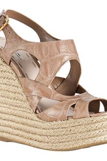 Miu Miu Powder Croc Print Leather Platform Espadrilles - Lyst