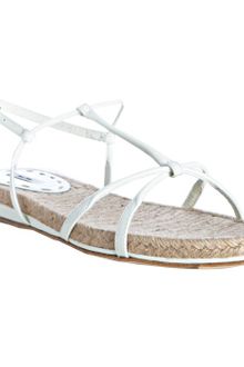 Miu Miu White Patent Leather Jute Detail Sandals - Lyst