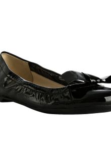 Prada Black Patent Leather Bow Detail Flats - Lyst