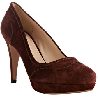  Plum Suede Stitch Detailed Pumps 