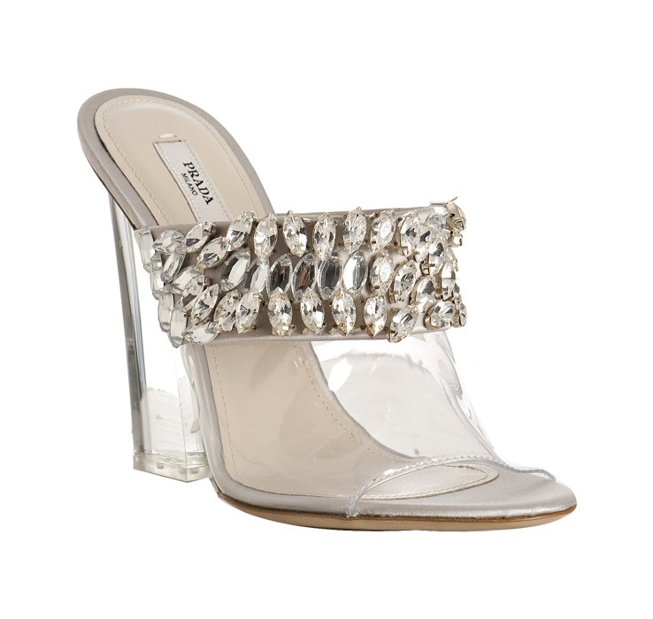 prada silver flat sandals
