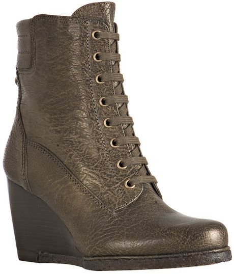 olive wedge booties