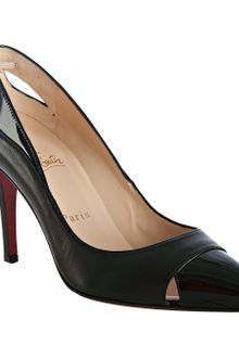 Christian Louboutin Black Leather Duvette 85 Patent Detail Pumps - Lyst