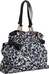 Marc Jacobs Black Paisley Fabric Bow Detail Tote