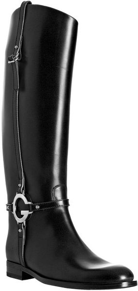 Gucci Black Leather New Charlotte Riding Boots - Lyst