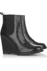 minimarket Leather Wedge Ankle Boots