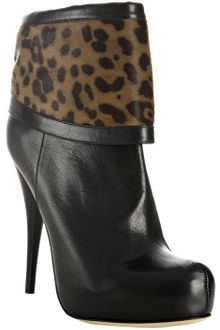 Fendi Black Leather Leopard Pony Hair Cuffed Boots - Lyst