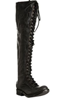 Jeffrey Campbell Black Leather Lace Up Meds Knee-high Boots - Lyst