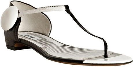 black and white thong sandals