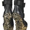 Alexander Mcqueen Floralengraved Leather Boots in Black - Lyst