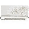 Oscar De La Renta Silk Embroidered Clutch in White - Lyst