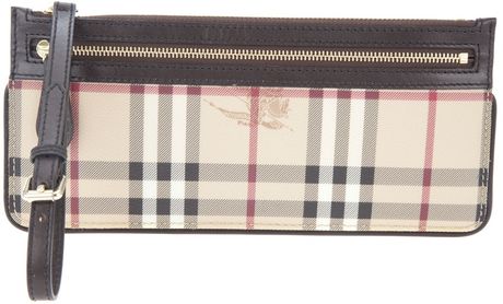 Burberry Haymarket Check Clutch Bag in Beige (brown) - Lyst